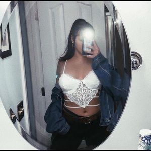 White Lace Bralette w/ cage back